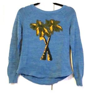 Blue palm tree spring summer resort sweater
